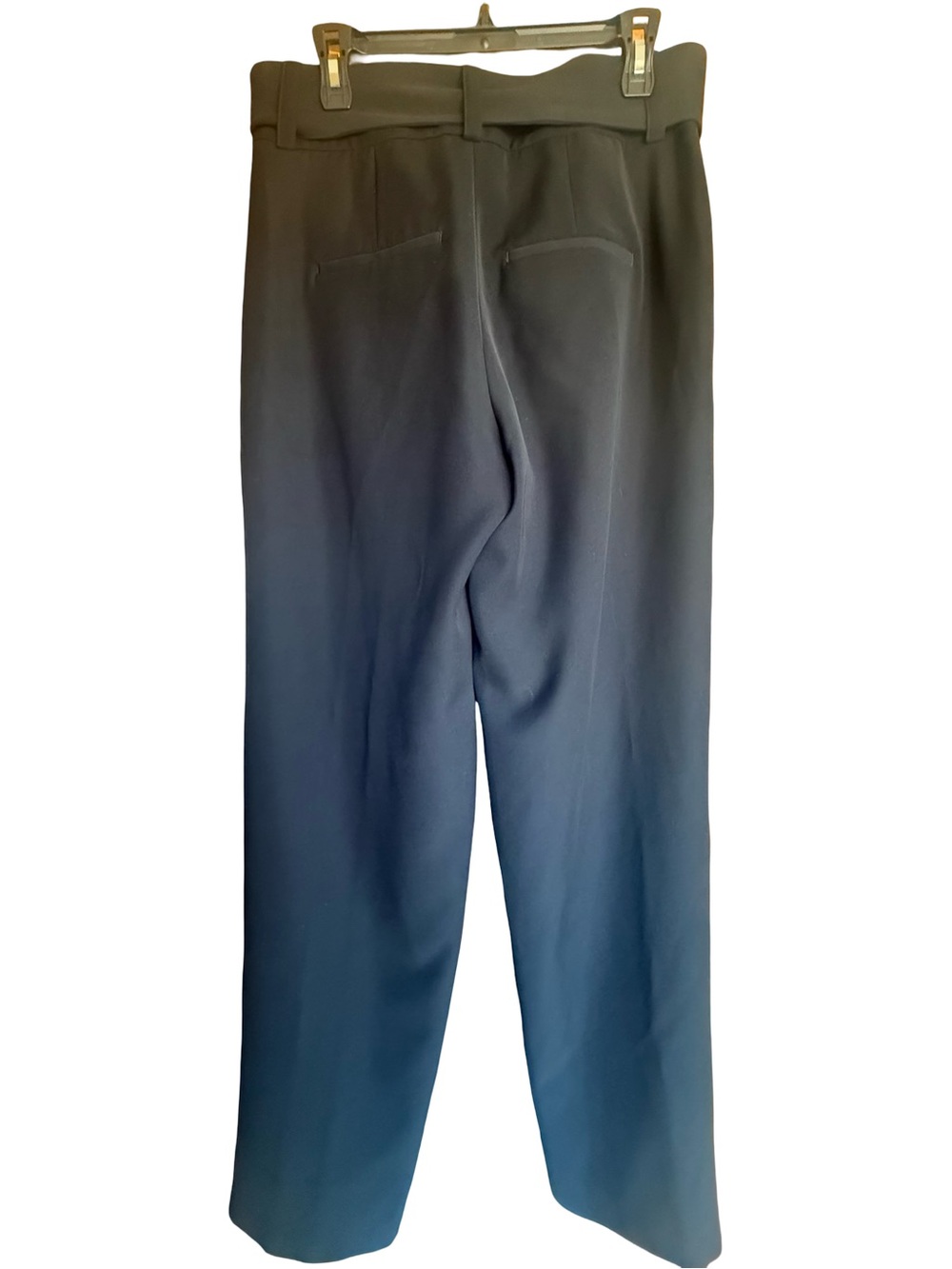 Vince Black Wide Leg Trousers Sz 8 Horn D-Ring Belt Detail - Picture 7 of 17